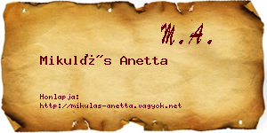 Mikulás Anetta névjegykártya